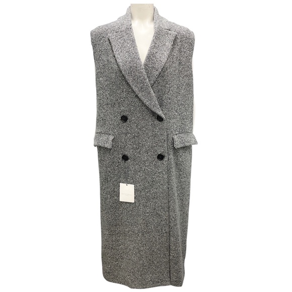 ANTONELLI FIRENZE GREY FABRIANO GILET LONG TWEED VEST - Picture 1 of 7